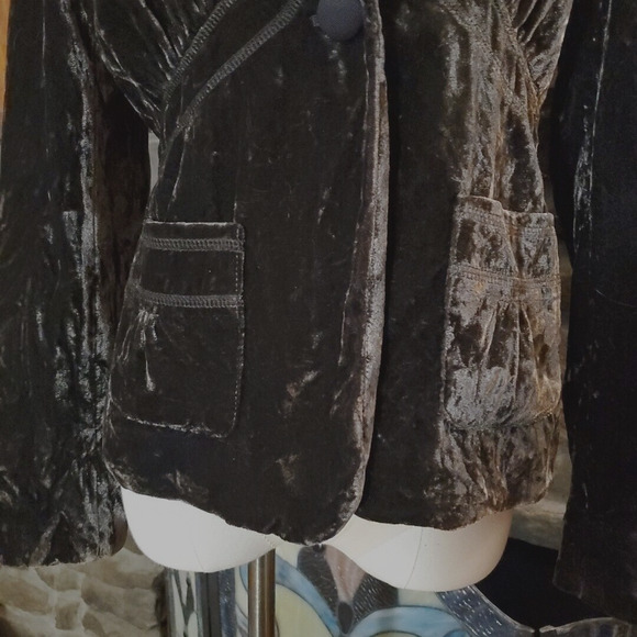 LIZ CLAIBORNE AXCESS Blazer Jacket Coat BROWN VELVET Victorian Bias Cut WOMENS M - Picture 5 of 10